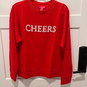 Lilly Pulitzer Ballad Long Sleeve Sweatshirt. Red Cheers Graphic Size S.